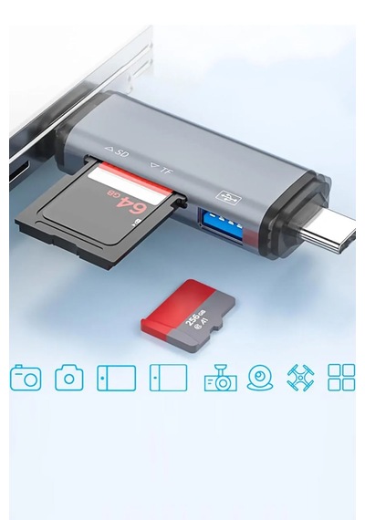 Ads-307 Çoklu Çevirici 3 In 1 Usb + Micro Usb + Type-c Otg Kart Okuyucu