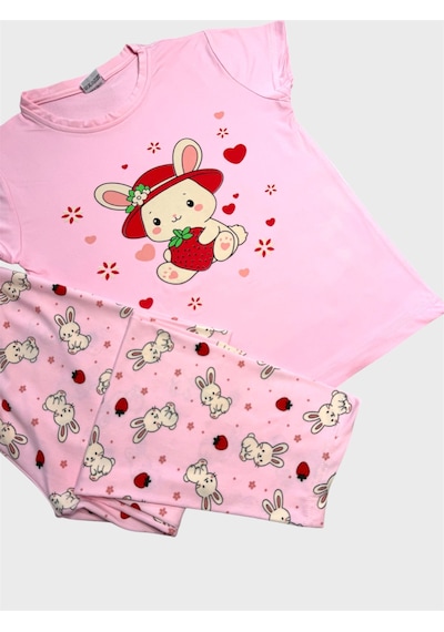Aliş Kids Anne-kız Çocuk Pamuklu Pembe Tavşan Desenli Kısa Kollu Bisiklet Yaka Yazlık Pijama Takımı Aliş Kids Anne-kız Çocuk Pamuklu Pembe Tavşan Desenli Kısa Kollu Bisiklet Yaka Yazlık Pijama Takımı