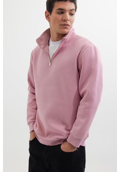 Tudors Unisex Relax Fit Rahat Kesim Pamuklu İçi Polarlı Yarım Fermuarlı Lila Dik Yaka Sweatshirt-35168 Lila Tudors Unisex Relax Fit Rahat Kesim Pamuklu İçi Polarlı Yarım Fermuarlı Lila Dik Yaka Sweatshirt-35168 Lila