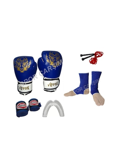 Spor_Carsim Evox Boks,Kickboks,Muay Thai Eldiven,Ayak Çorabı,Bandaj,Ip Mavi