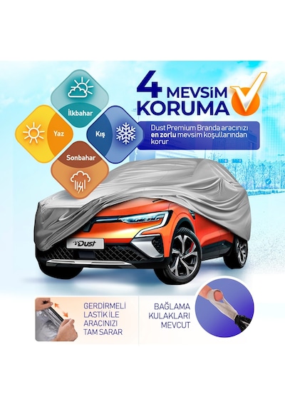 Dust Oto Tüm Araçlara Uyumlu Araba Brandası - Oto Örtüsü