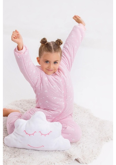 Cantoy Kız Erkek Çocuk Kalın Elyaf Dolgulu Premium Kalite 2.5 Tog Desenli Uyku Tulumu Pembe