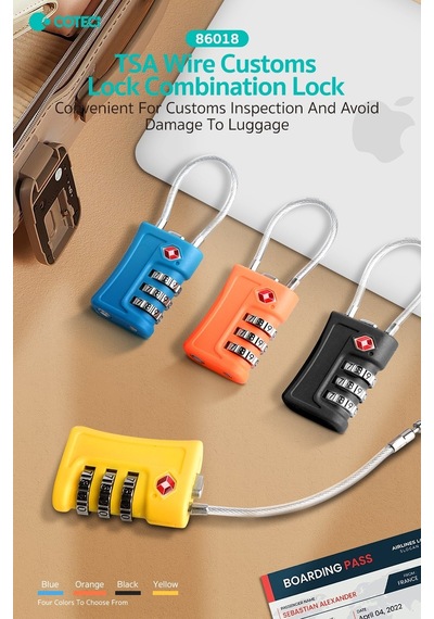 Terrien Coteci Tsa Wire Customs Lock Şifreli Valiz Ve Bagaj Kilidi Kilit Modeli Tatil Eşyası Çanta Gereci Çok Renkli