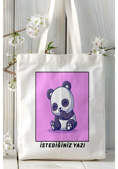 Art Hediye Panda Baskılı Omuz Çanta Kişiye Özel Model 2 Çok Renkli