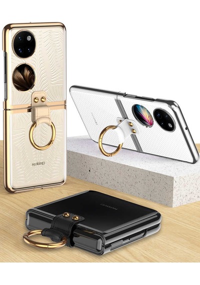 Rba Aksesuar Huawei P50 Pocket Kılıf Rba Yüzüklü Kıpta Kapak - Siyah Siyah