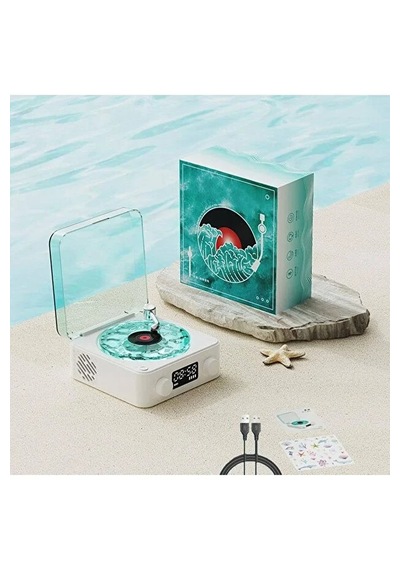 Waves Nostalji Plak Çalar Bluetooth Subwoofer 3d Ses Dalgası Retro Müzik Plak Çalar 1 Adet