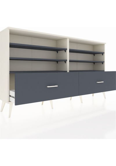 Arges Konsol 6 Raflı 2 Çekmeceli 176x30x99 Aytaşı-antrasit Aytaşı-antrasit