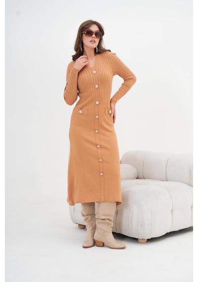 Ftz Women Kadın Fitilli Elbise Camel 20847 Camel