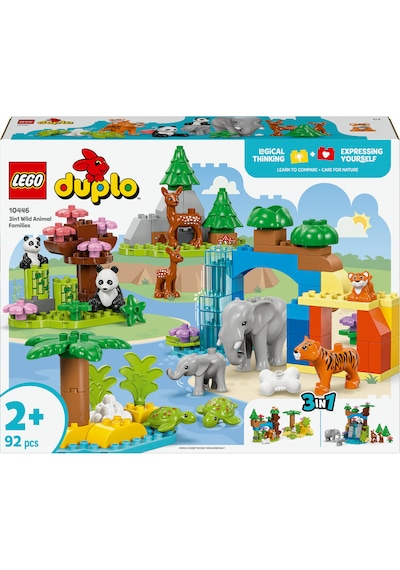 LEGO® DUPLO® Kasabası 3’ü 1 Arada Vahşi Hayvan Aileleri 10446 - 2 Yaş ve Üzeri Küçük Çocuklar için Eğitici Oyuncak Yapım Seti (92 Parça)