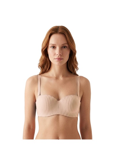 Cottonill Seamless Bra - Striva Ten Mikro Çizgi Desenli Balenli Kadın Sütyen