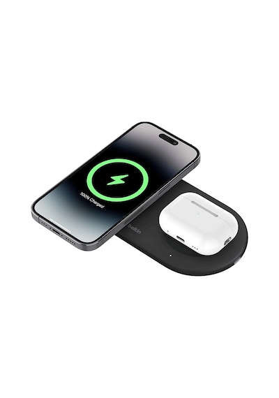 Belkin Boostcharge Pro 2-in-1 Qi2 15 W Kablosuz USB-C Şarj Standı Siyah