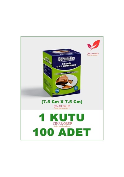 Dermateks Steril Gazlı Bez Kompres Spanç 7.5 x 7.5 CM 100 Adet