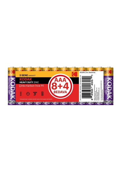 Kodak 12 Adet Çinko Karbon İnce Pil Aaa - 30413153