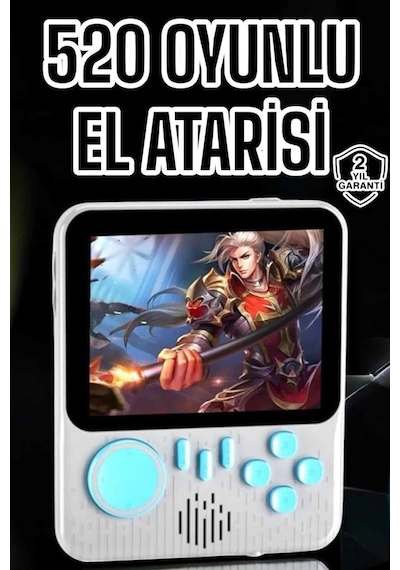Mey İthalat Mini Atari El Atarisi 3.5 İnç Ekran Çift Konsol 666 Adet Retro Oyun Gameboy El Atarisi
