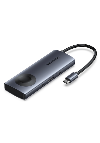 Vention Kablosuz Şarjlı 6'sı 1 Arada Alüminyum Alaşımlı Type-c Hub Çoklayıcı - 4k Hdmı 2xusb 3,0 Usb 3,2 Gen 1 Type-c Pd Gri 0,11m