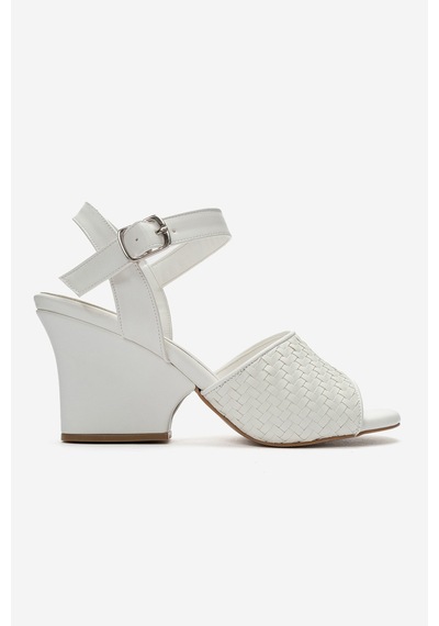 Luvi Shoes Sylvar Beyaz Örgü Kadın Dolgu Topuklu Ayakkabı