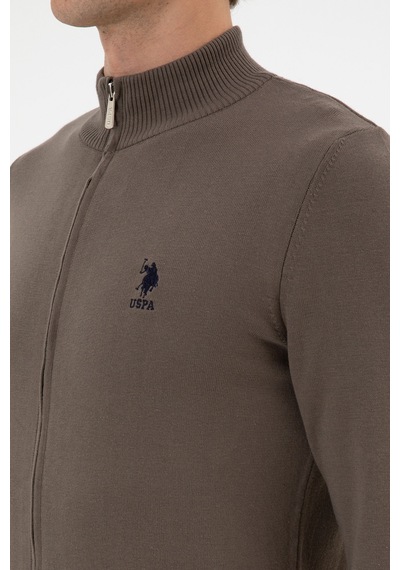 U.S. Polo Assn. Erkek Slim Fit Vizon Triko Hırka 50313684-VR052