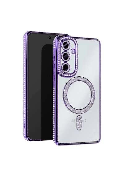 Newface Samsung Galaxy Uyumlu A56 Joke Simli Magneticsafe Kılıf - Semeglbl - 62 Derin Mor