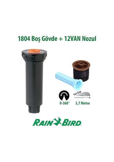 Rain Bird 12van Sprey Nozulu 3,7 Mt. Ve 1804 Profesyonel Sprey Gövde Seti