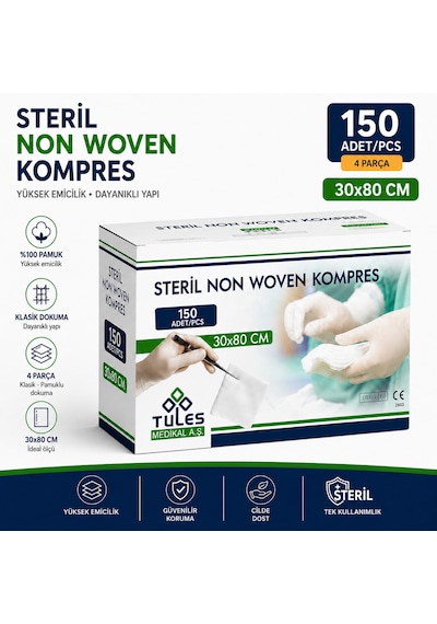 Tules Steril Non Woven Kompres 30 80 Cm 150 Adet