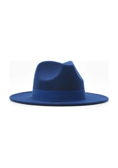 Külah Erkek Fedora Şapka-Lacivert-Lacivert-Standart