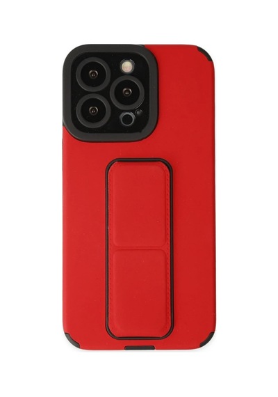 Apple İphone 13 Pro Kılıf Mega Standlı Silikon - Kırmızı 0.2M-Çok Renkli