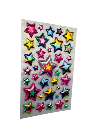 3d Yıldızlar 36 Parça Sticker Seti Ve 140 Harf Çıkartma Seti Pembe