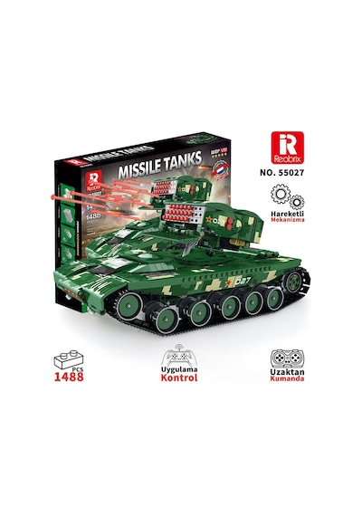 Reobrix 55027 Füze Tank Kumandalı&motorlu Yaratıcı Yapı Blok Seti Building Blocks Missile Tanks - 1449 Parça