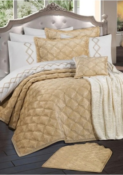Goldroom Asalet 12 Parça Secaddeli Çeyiz Seti. Vizon