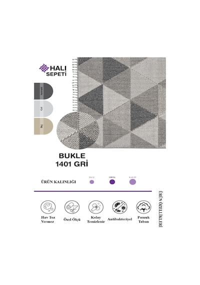 Enti Bukle 1401 Gri Iskandinav Halı Kesme Yolluk Salon Halı Koridor Oturma Odası Halısı Gri
