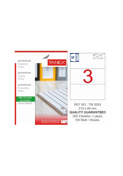 Tanex Tw-2003 210X99 MM Laser Etiket 100 Ad.