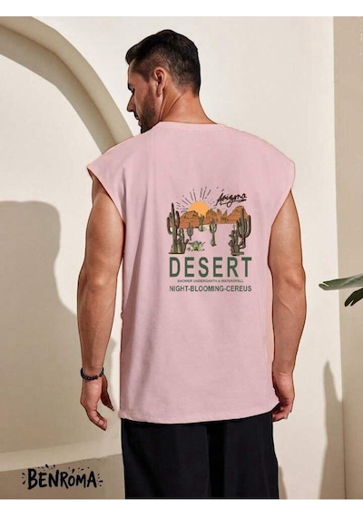 Desert Baskılı Kolsuz Tişört Pembe
