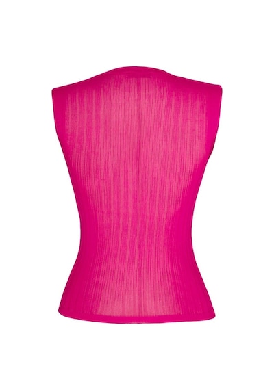 Qoolest Transparan Fitilli Kolsuz Kadın Bluz Pembe