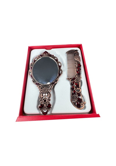 Tavus Kuşu Desenli Vintage Ayna Tarak Seti Özel Tasarım Ve Özel Kutulu 13,5 Cm & 13 Cm Çok Renkli 841686677