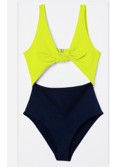 Deep Beach Db20097m Siyah-neon Sarı Önü Açık Fiyonklu Kaplı Mayo 001