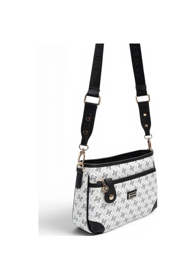 Silver & Polo Silver Polo Beyaz - Siyah Monogram Kadın Çapraz Çanta Sp1160