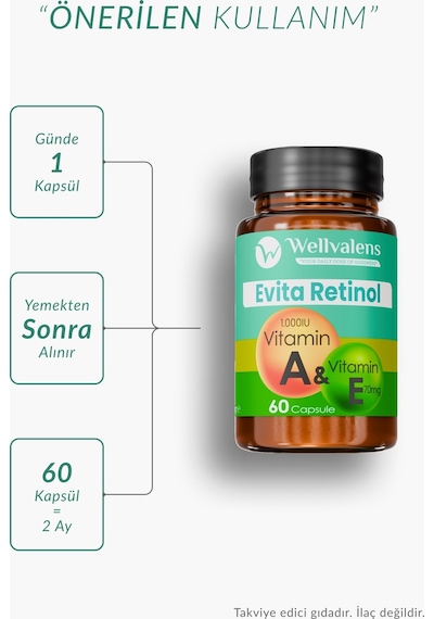 Wellvalens Evita Retinol Takviye Edici Gıda 60 Kapsül
