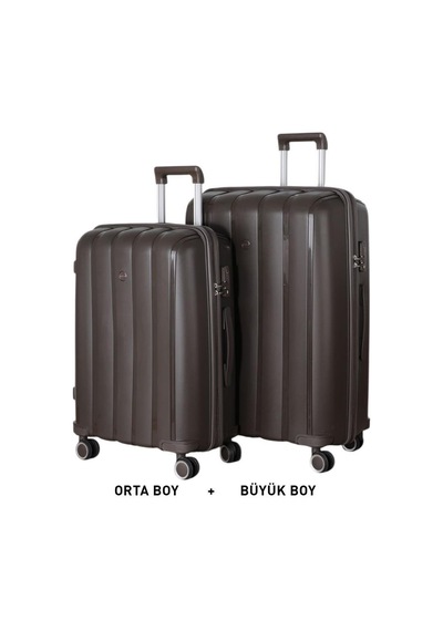 Mçs Bavul Büyük Ve Orta 2li Set Silikon Valiz V305 Acıkahve Kahverengi