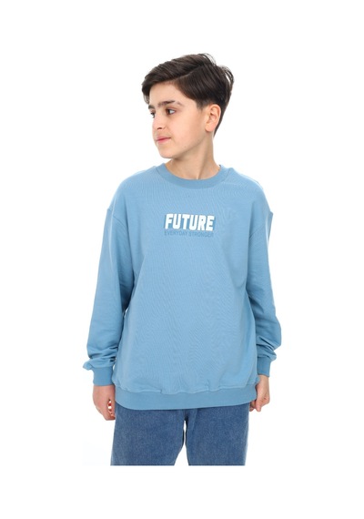 Toontoy Kids Toontoy Erkek Çocuk Baskılı Sweatshirt Mavi