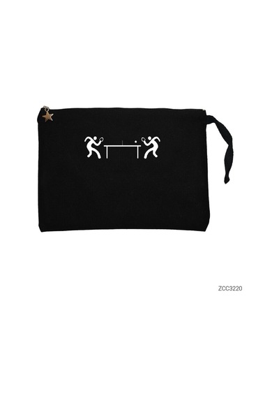 Zepplin Giyim Masa Tenisi Round Siyah Clutch Astarlı Cüzdan / El Çantası Siyah