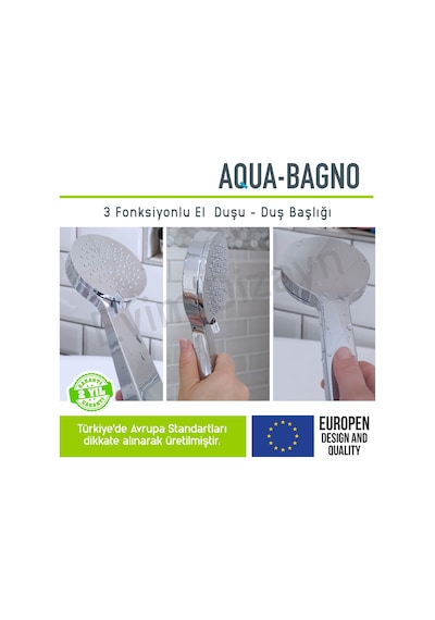 Aqua Bagno Smile El Duşu - Duş Başlığı 3 Fonksiyonlu Krom