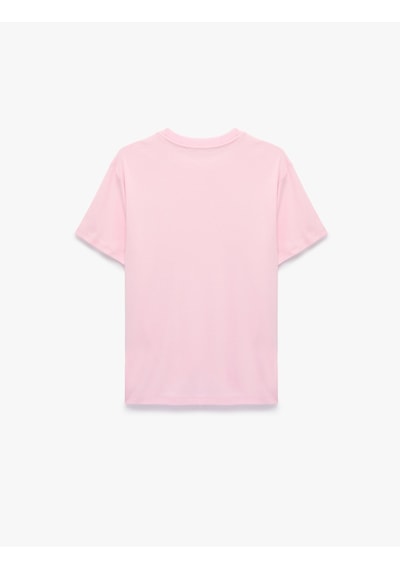 Koton Pamuklu Kısa Kollu Bisiklet Yaka Oversize Basic Tişört Pembe 6sak50524ek Gül