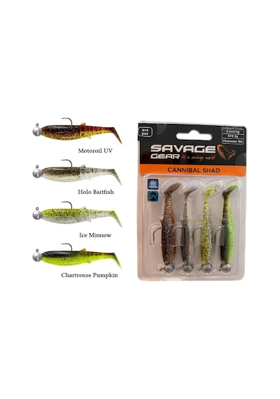 Savage Gear Cannibal Shad 6.8cm 3gr+5gr Clear Water 4adet Hazır Silikon Yem Seti