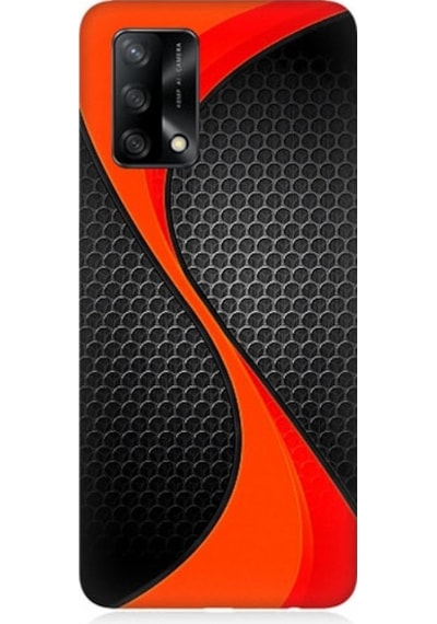 Oppo A74 Uyumlu Turuncu Siyah Karbon Desenli Silikon Kılıf