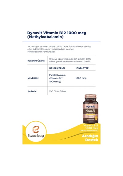 Methylcobalamin Vitamin B12 1000 Mcg 100 Dilaltı Tablet - Vitamin B12 Metilkobalamin 2 Paketi
