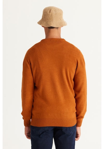 AC&Co / Altınyıldız Classics ERKEK KIREMIT Standart Fit Normal Kesim Bisiklet Yaka Jakarlı Triko Kiremit AC&Co / Altınyıldız Classics ERKEK KIREMIT Standart Fit Normal Kesim Bisiklet Yaka Jakarlı Triko Kiremit