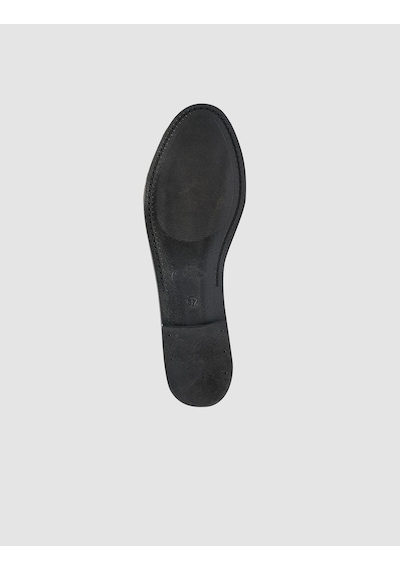 %100 Hakiki Deri Siyah Süet Kadın Loafer Siyah