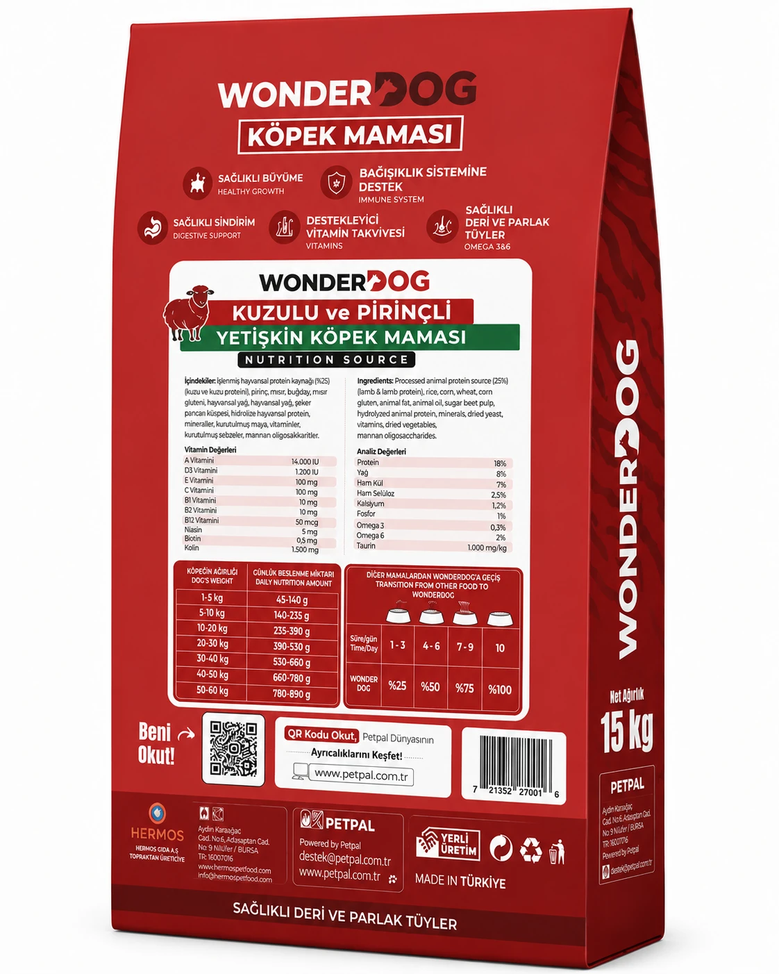 Wonderdog Kuzu Etli Ve Pirinçli Yetişkin Köpek Maması 15 Kg
