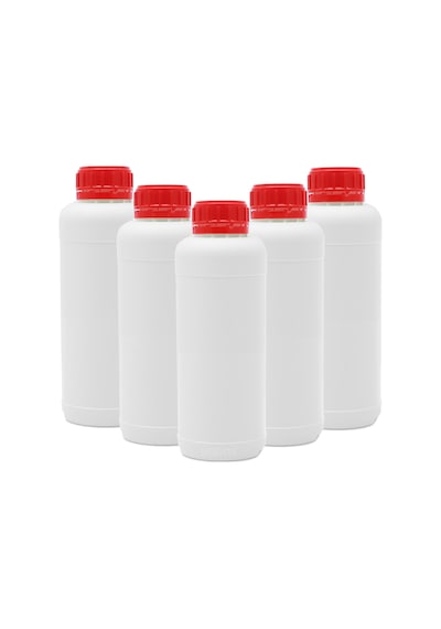 Borox Numune Şişe Plastik Yuvarlak 1000 ML Kırmızı Kilit Kapaklı 5 Adet