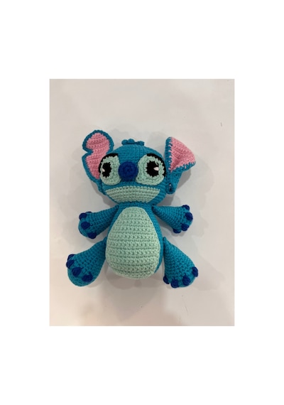 El Yapımı Amigurumi Mavi Canavar Oyuncak - Örgü Karakter, 19 Cm Sevimli Dekor Mavi